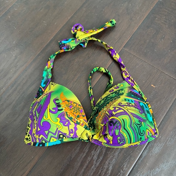 90s y2k halter bikini top - retro festival swimwear 8 rave psychedelic - Picture 2 of 5
